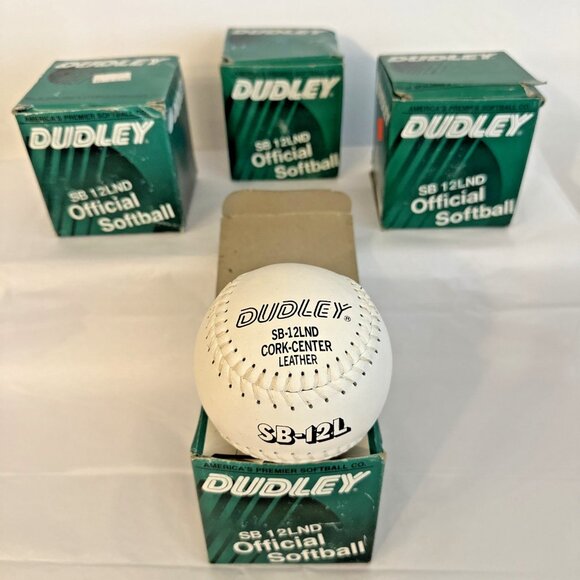 Dudley Spalding LOT OF 4 Leather Softball White SB12LND Cork Core 12" New In Box - Picture 1 of 5